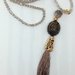 Long necklace swarosky natural tassel lilias-grey powder