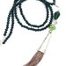 Long necklace green jade tassel grey powder