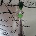 Long necklace green jade tassel grey powder