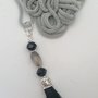 Long necklace silver-colored tassel blue