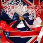 Sacchetti bomboniere segnaposto blu rosso bianco festa tema londra  spilla gran bretagna regno unito bandiera britannica