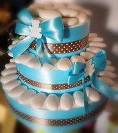 Torta decorativa di confetti per allestimento confettata celeste azzurro battesimo  comunione  festa compleanno