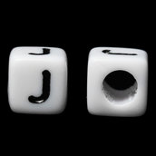 30 dadi cubi bianchi Lettera "J" Alfabeto a forma di Cubo per collane bracciali