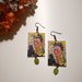 Frida kahlo orecchini di carta pendenti con perla verde.