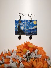 Van Gogh orecchini di carta pendenti dedicati al dipinto "Notte stellata"