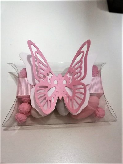 Doppie farfalle in cartoncino pesante segnaposto-bomboniere nascit