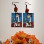 Picasso orecchini di carta con profilo di donna e perla bordeaux