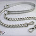 Tracolla per borsa lunga cm. 115 - doppia similpelle argento con glitter, catena e moschettoni argento 