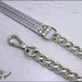 Tracolla per borsa lunga cm. 100 - doppia similpelle argento con glitter, catena e moschettoni argento 