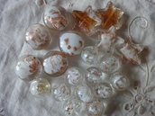 20 Perle di Vetro Murano bianche con pagliuzze dorate