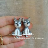 Orecchini cane Husky fimo