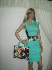 Piccola borsa da donna verde fiore 