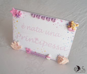 Portafoto quadretto nascita personalizzato "è Nata una Principessa" per bimba nome, data, peso, altezza, ricordo nascita