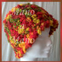 Cappello a cloche - Rosso arancio verde batuffoloso