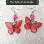 Orecchini farfalle rosse e rosa 