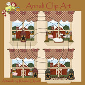 Finestra Country Natale - Clip Art per Scrapbooking e Decoupage - Immagini