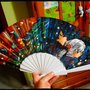 Ventaglio di carta rinforzata e bambù a tema "Il castello errante di Howl" Studio Ghibli