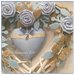 Cuore/fiocco nascita in vimini decorato con roselline,rametti,farfalle e cuori azzurri e beige