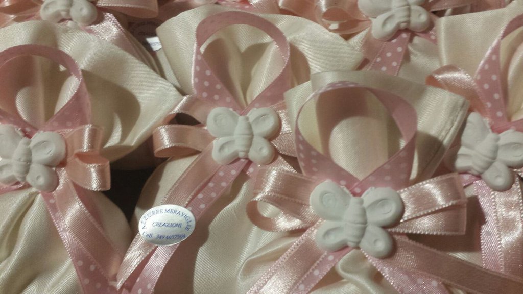 Bomboniere comunione bambina bimba sacchetto panna avorio con appli