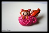 kawaii doll fox in the cup  fimo pins