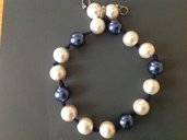 Collana corta perle naturali/blu