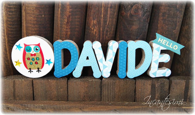Davide - Nome 3d - Decorazione per cameretta bimbo Davide - Nome 3d - Decorazione per cameretta bimbo