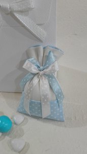 5 minisacchetti confetti pois azzurro e avorio POIS/4 a 