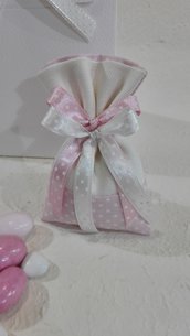 5 minisacchetti confetti pois rosa e avorio POIS/4 R