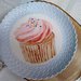 vassoio porta caramelle - dolcetti  in porcellana dipinto  a mano, con soggetto cupcake