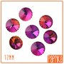 2 Rivoli Cabochon Cristallo 12mm Fuchsia-Rosso