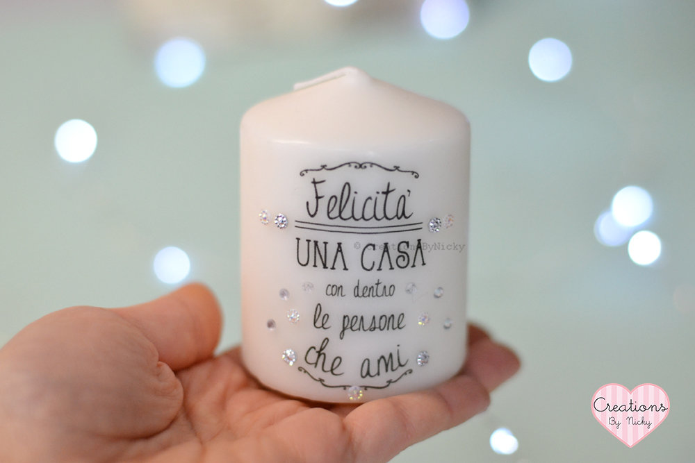 Candela con frase personalizzata - Per la casa e per te - Decorare