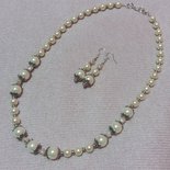 Demi-parure Collier Et Boucles D'oreilles Perles D'eau Douce - Plaqué Or 14K, Neuf