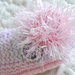 Scarpine da culla bambina neonato eleganti in lana rosa fatte a mano