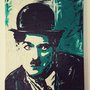 Charlie Chaplin ritratto dipinto a mano 