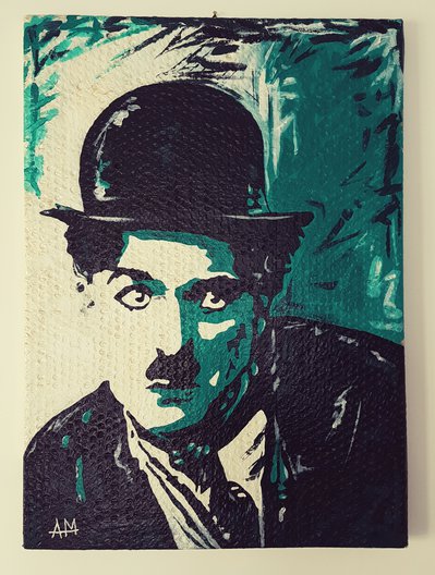 Charlie Chaplin ritratto dipinto a mano Charlie Chaplin ritratto dipinto a mano