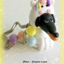 Portachiavi bassotto unicorno in fimo, argilla polimerica, kawaii, miniature, idee regalo compleanno, amante degli animali, personalizzabile