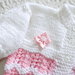 Cardigan e scarpine  in lana baby bianco e rosa  lavorato a mano bambina 3 mesi