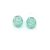 2*10 Perle perline a forma di ROSA colore verde fiore spaziatori 8 mm