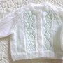 Cardigan  in lana baby bianco  lavorato a mano bambina 3/6mesi