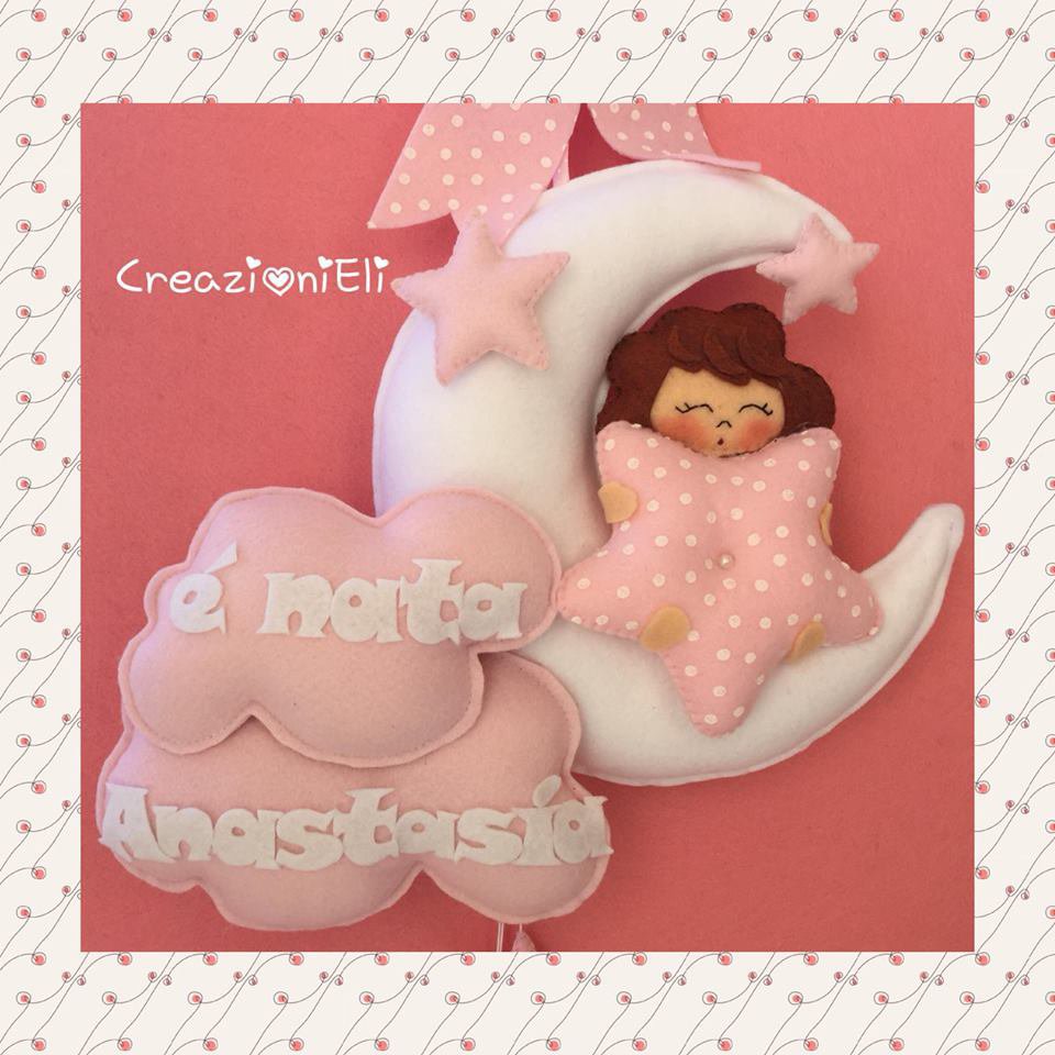 Fiocco Nascita Bimba Nuvole Rosa - Personalizzabile Con Nome, Per Camera E Feste - Foto 9