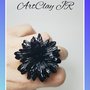 Anello fiore nero in pasta polimerica(fimo) fatto a mano