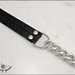 Tracolla per borsa lunga cm. 85 - doppia similpelle nera con glitter, catena e moschettoni argento 
