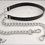 Tracolla per borsa lunga cm. 115 - doppia similpelle nera con glitter, catena e moschettoni argento 