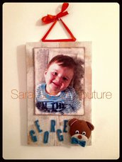 Quadretto in legno con orsetto - Portafoto – Sara Susan Couture