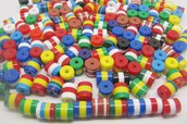 Lotto Stock 10 Distanziatori tricolore di forma cilindrica 8 x 9 mm per collane, orecchini e bracciali