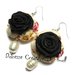 Orecchini Elegance - Rose nere con pendenti perle di fiume - handmade idea regalo