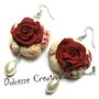 Orecchini Elegance - Rose color vino con pendenti perle di fiume - handmade idea regalo