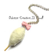 Collana Zucchero Filato - Miniature . kawaii - handmade - idea regalo con perla fiocco