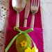 Porta posate Pasqua pannolenci fucsia decorazioni tavola Pasqua con uovo fiocchetto fiore