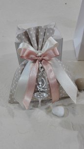 5 sacchetti confetti medi con ciondolino ballerina-bomboniera Comunione o Cresima